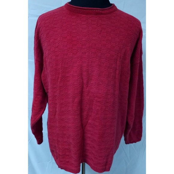 Vtg Forever Creative Cotton Womens Large Red Textured Knit Sweater Made In USA - Picture 1 of 12